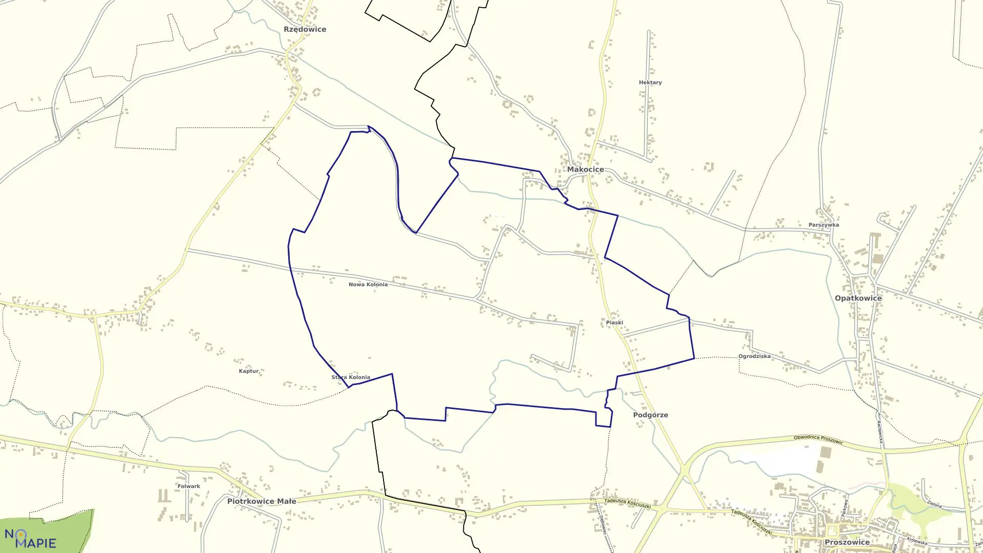 Mapa obrębu Gniazdowice w gminie Proszowice
