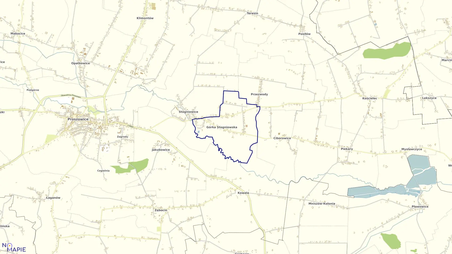 Mapa obrębu Górka Stogniowska w gminie Proszowice
